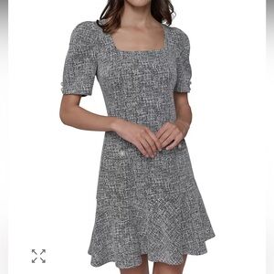 Karl Lagerfeld Paris Black & White Tweed Fit & Flare Dress Size 2